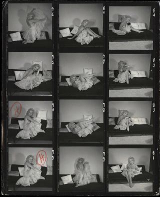 1956 Bunny Yeager Estate Pin - Up Contact Sheet 12 Frames Bottled Blonde Pin - Up Nr