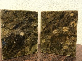 Vintage Green Marble Bookends Made In Italy Very Heavy