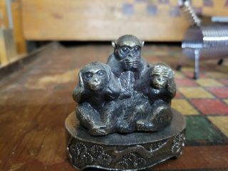 Three Wise Monkeys Incense Burner - See,  Hear,  Speak No Evil Vintage