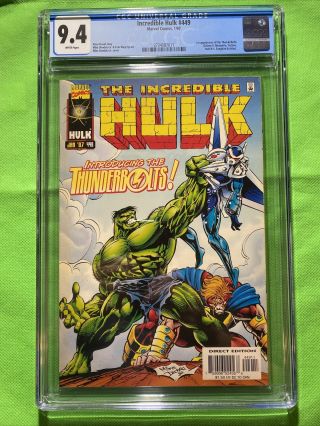 Incredible Hulk 449 Cgc 9.  4 Nm 1st Appearance Of The Thunderbolts