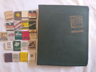 Vintage Matchbook Match Cover Album With 380 Older Match Covers & Extra Pages