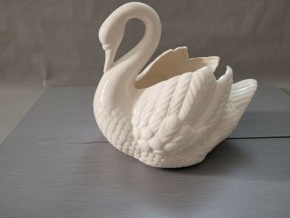 Vintage Holland Mold Swan Ceramic Planter Vase 8.  5  T 9.  5  L 7  W