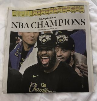 Los Angeles Times Lakers 2020 Nba Champions Newspaper