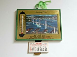 Vintage 1938 Advertising Calendar & Thermometer