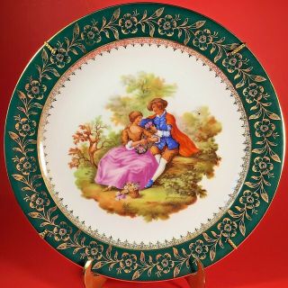 Limoges France Plate Vintage Courting Couple 9 3/4 " Gold Accents Chastagner & Co