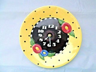 Mary Engelbreit Wall Clock Yellow & Black With Cottage Flowers W/battery Vintage