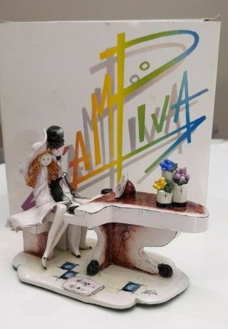 Vintage Italian Figurine Hand - Crafted & Painted By Zampiva " Couple On Piano "