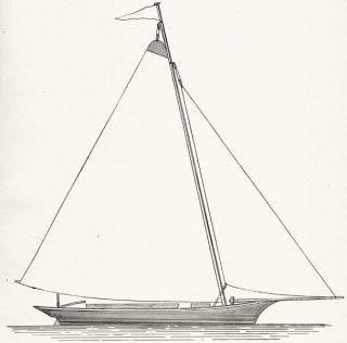 Yachts.  Sailing.  Bermudian Yacht 1891 Old Antique Vintage Print Picture