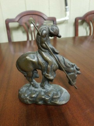 Vintage Cast Iron Indian On Horse Trail Of Tears Bookend Doorstop Statue