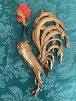 Vintage Sexton Cast Metal Rooster Large Wall Art Hanging Plaque Mid Century 19 "