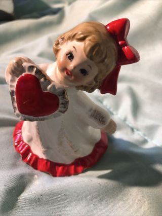 Lefton Valentines Girl With Hearts,  Vintage,  Hearts,  Made In Japan