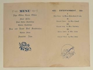 1929 WELCOME PARTY MENU US NAVY ASIATIC FLEET POPS BEACH CAFE CHEFOO CHINA 2