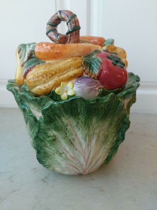 Fitz And Floyd Classics Cabbage Vegetables Canister Cookie Jar