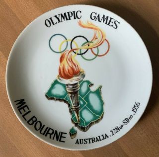 Vintage 1956 Melbourne Olympics Australian Commemorative Display Plate Torch