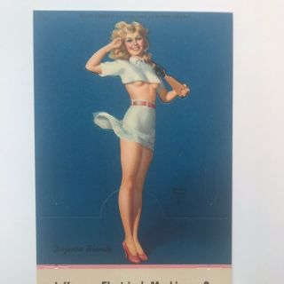Vintage PINUP FOLDING TABLE CARD Advert 1943 EARL MORAN B&B unfolded Ex 2