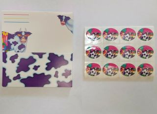Vtg Lisa Frank All In One Stationery Sticker Set Postalettes Cool Cow Sunglasses