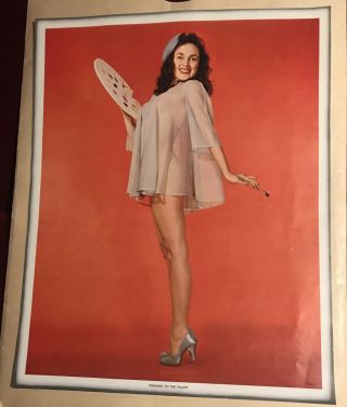 1956 Salesman 16 X 20 Color Calendar Advertising Poster Size Sexy Pinup Risqué