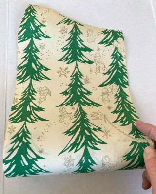 Vintage Roll Christmas Wrapping Paper Deptartmentt Store Trees Angels 7 1/2 "