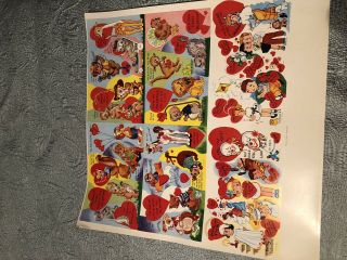 Vintage Uncut Sheet Of 1960’s Printed Valentines