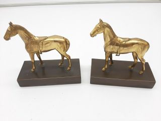 Vintage Jennings Brothers Horse With Saddle Bookends / With Copper Base