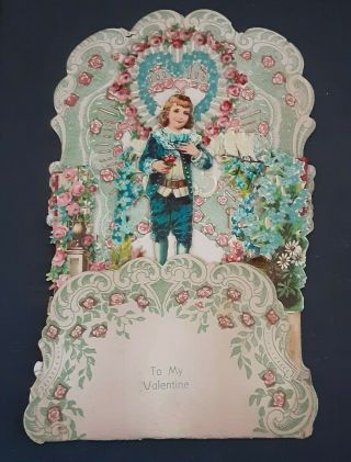 Valentines Card Pop Up 1890s - Early 1900s Antique Unique Vintage Rare Germany