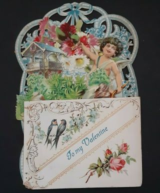 Valentine Card Pop Up 1890s - Early 1900s Antique Unique Vintage Rare Germany 3