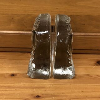 Vintage Clear Glass Owl Bookends Pilgrim Glass Co Set of 2 2