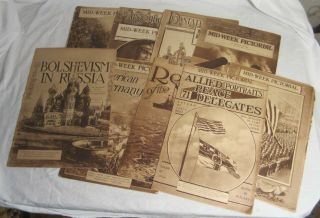 13 Issues,  York Times Mid - Week Pictorial - - 1919,  World War I - - With Binder