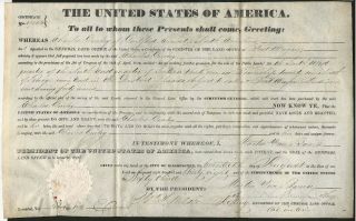 1838 Land Grant Fort Wayne Ind Secretarial Signed For President Martin Van Buren