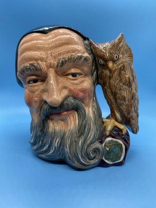 Large Vintage Royal Doulton Toby Character Mug Merlin With Owl