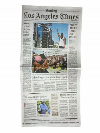 June 7 2020 La Times Newspaper George Floyd Protest March Police Los Angeles
