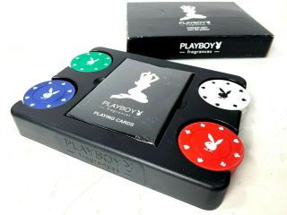 Rare Playboy Fragrance Poker Set Chips And Pictorial Playing Cards