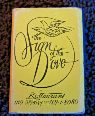 Vintage Sign Of The Dove Restaurant Matchbox Matchbook Full