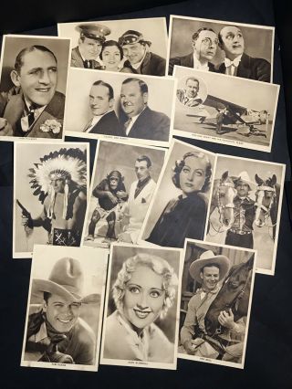Rare Postcard Set From Boy’s Cinema Wallet 12 Photos Famous Stars 1932