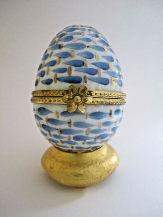 J.  Dumont Limoges France Decor Main Easter Egg W/stand Hinged Trinket Box