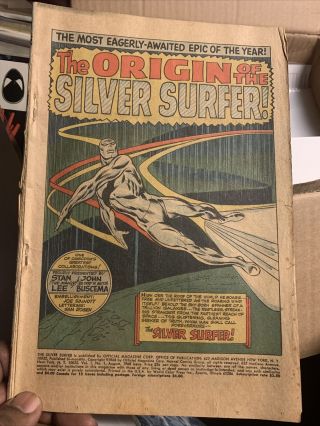 1968 Silver Surfer 1 Marvel Comic Book Coverless Good Reader.  Origin Story