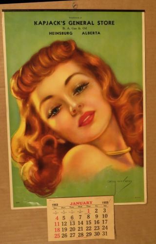 1953 Billy Devross Pin Up Good Girl Art 12 " X 16 1/4 " Calendar Made In Usa