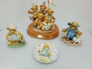 4 Cherished Teddies Including 5th Anniversary Rare Collectables