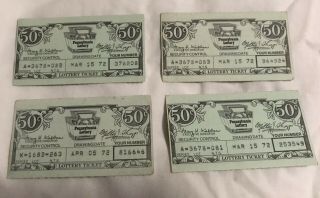 3 Tickets From First Pennsylvania Lottery Drawing March 15,  1972 & 1 From April