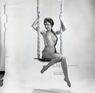1960s Negative - Sexy Pinup Girl Dixie Hardaker On Swing - Cheesecake T440214