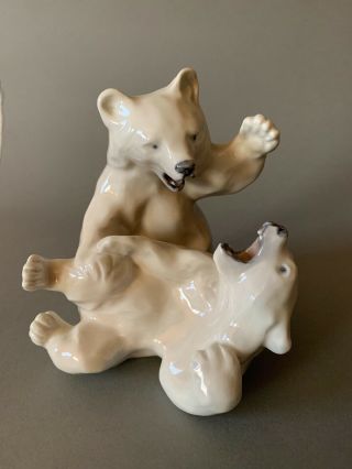 Royal Copenhagen Denmark White Porcelain Figurine Polar Bears 1107