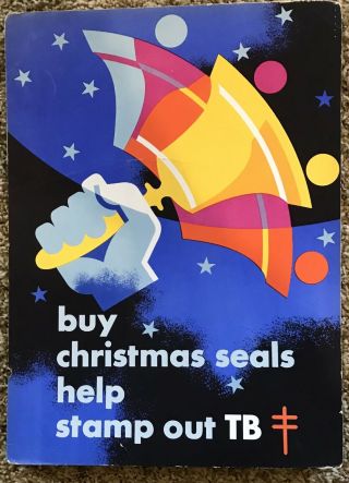 1949 Christmas Seals Poster " Buy Christmas Seals Help Stamp Out Tb " Easel Back