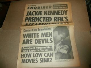 Vntg 1965 National Inquirer Newspaper Cassius Clay Muhammad Ali White Men Devils
