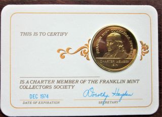 Gold Plate On Sterling Silver Franklin Membership Medal - - Eight Of Them