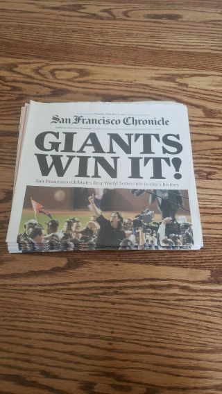 San Francisco Chronicle Newspaper Giants Win It Tuesday,  November 2,  2010