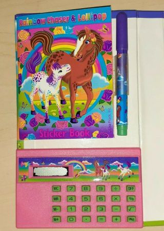 Lisa Frank Tri - Fold Set W/ Diary • Sticker Book •address Book •calc & Pen