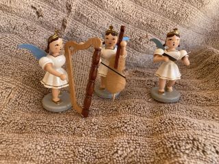 Erzgebirge Musical Angels Set Of 3 By Blank Germany Kunsthandwerk Grunhainicjen