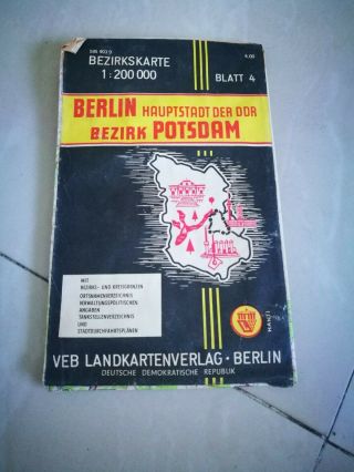 Ddr Gdr East Germany Map Of Berlin Potsdam Area Issued By The Government 1970 