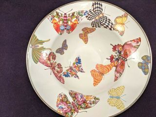 Mackenzie Childs 7 3/4 Enameled Salad Cereal Bowl Butterfly Checker