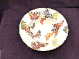 MacKenzie Childs 7 3/4 Enameled Salad Cereal Bowl Butterfly Checker 2